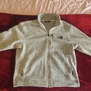 The North Face Men's Heathered Gray Fleece Full-Zip Jacket In Medium, GUC